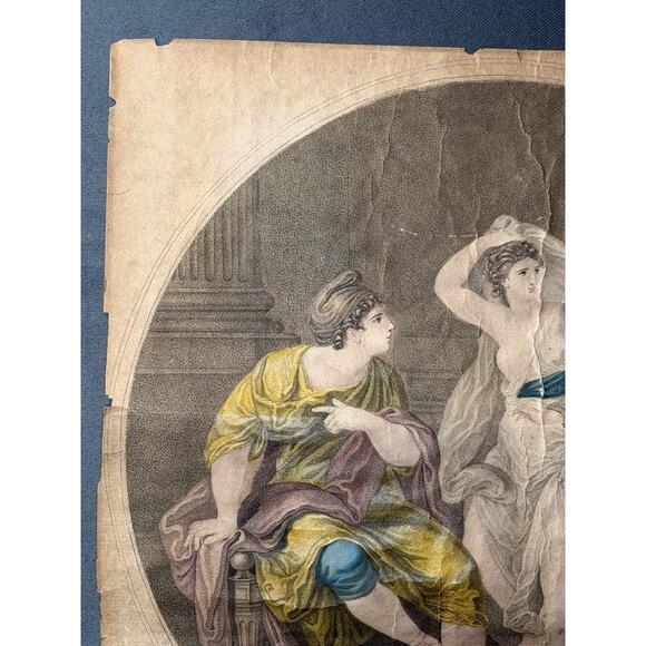 1776 Ryland Engraving After Angelica Kauffman Venus Helen Paris Hand Colored - Picture 2 of 13
